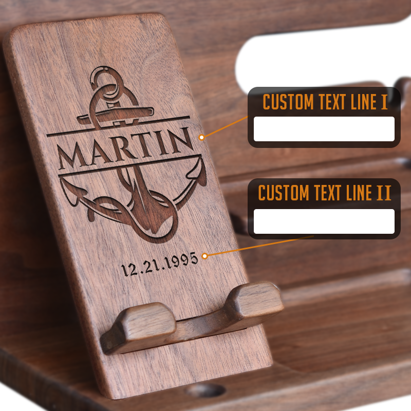 Custom Gift for Men - Personalized Phone Docking Station, Nightstand Organizer, Gift Ideas for Special Anniversary, Birthday, Wedding, Father's Day, Christmas