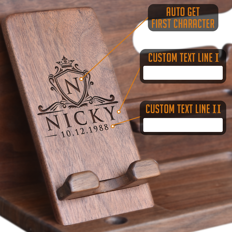 Custom Gift for Men - Personalized Phone Docking Station, Nightstand Organizer, Gift Ideas for Special Anniversary, Birthday, Wedding, Father's Day, Christmas